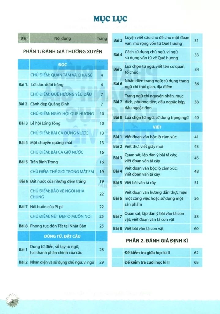 PHÁT TRIỂN VÀ ĐÁNH GIÁ NĂNG LỰC TIẾNG VIỆT LỚP 4 - TẬP 2 (Theo chương trình GDPT 2018)